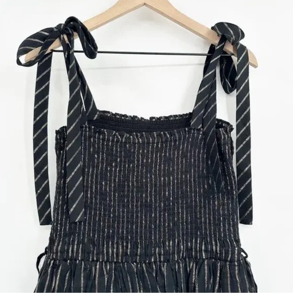 House of harlow 1960 - MD black and gold ruffle mini dress w/tie straps-holiday - Picture 11 of 15